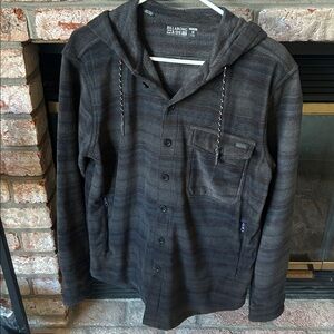 Billabong striped Fleece Button Down Hoodie Lightweight Shirt Jacket Mens size M